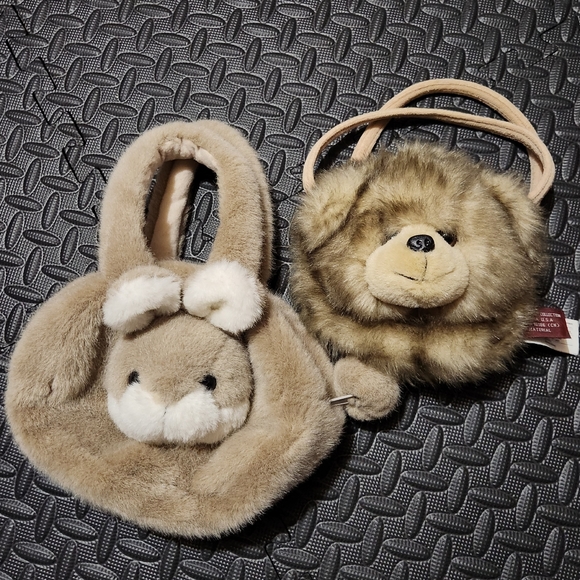 Plush Animal Purse/Bag Lot Horse Pig Bear Rabbit Lamb Zebra Dog - Picture 2 of 8